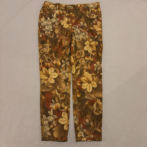 Women Chino Pants 34x27 Beige Reversible Fall Camouflage Flat Front Casual - Picture 1 of 6
